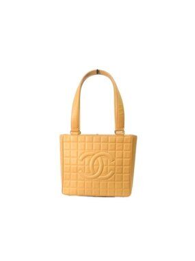 Chanel Beige Lambskin Gold Chocobar Hand Bag